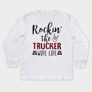 Sign Language Love Rockin' Trucker Wife Life Kids Long Sleeve T-Shirt